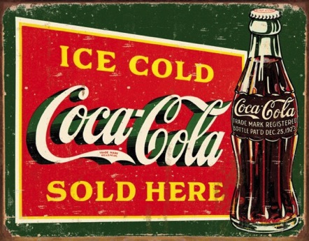 09243-1 € 15,00 Coca cola ijzeren plaat ice cold met flesje 41 x 32 cm.jpeg